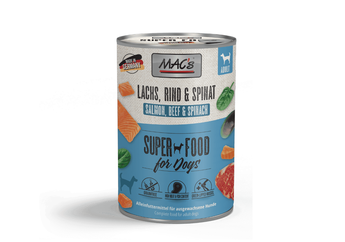 Hund Dose Lachs Rind Spinat