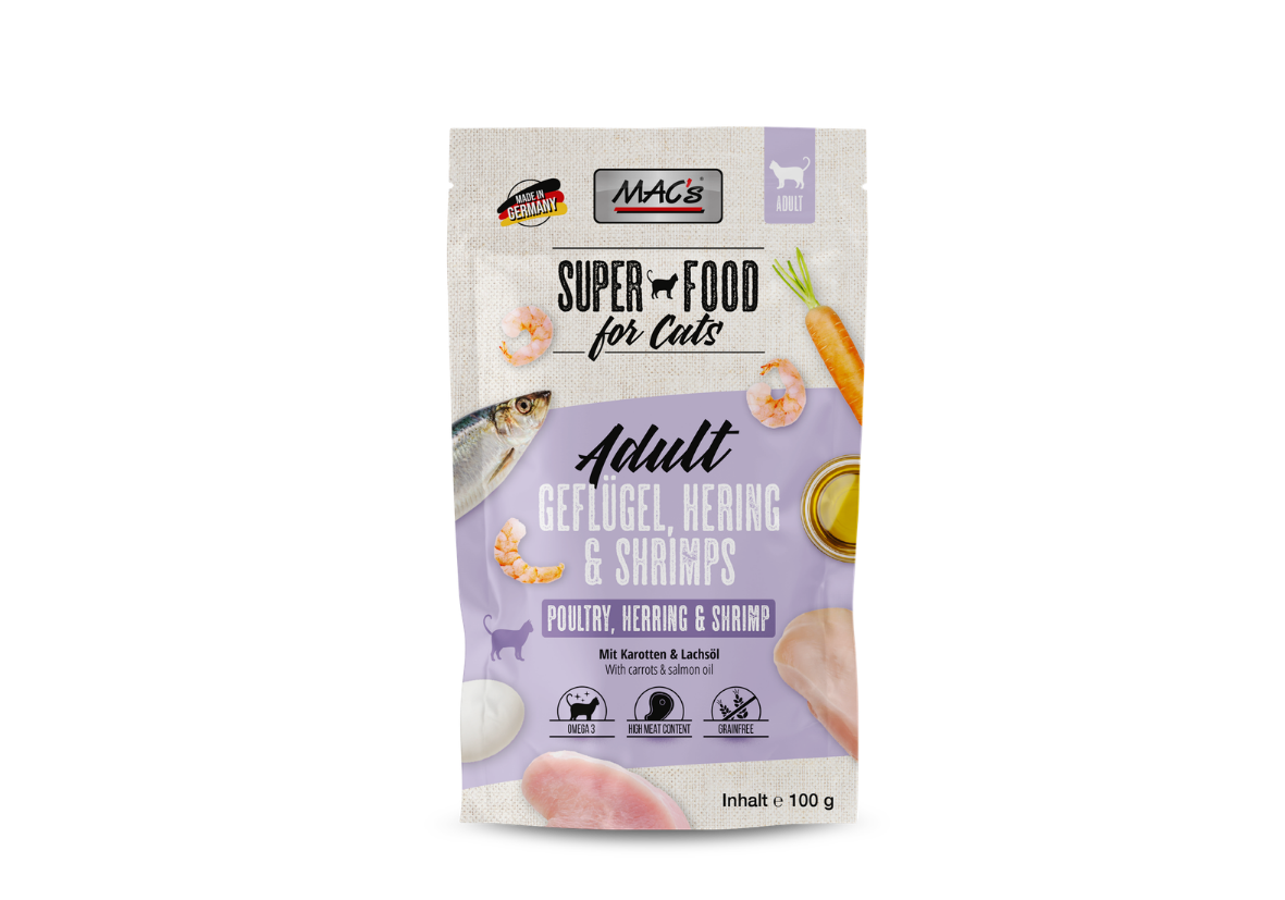 Katze Pouch - Gefluegel, Hering und Shrimps